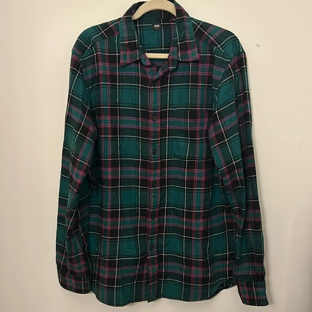 Uniqlo Men’s Multicolored Flannel Long Sleeve Shirt Size L